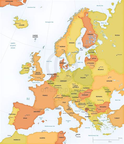 Labeled Political Map Of Europe World Map