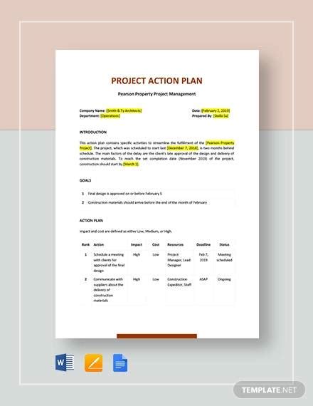 Free 17 Sample Project Action Plan Templates In Pdf Ms Word