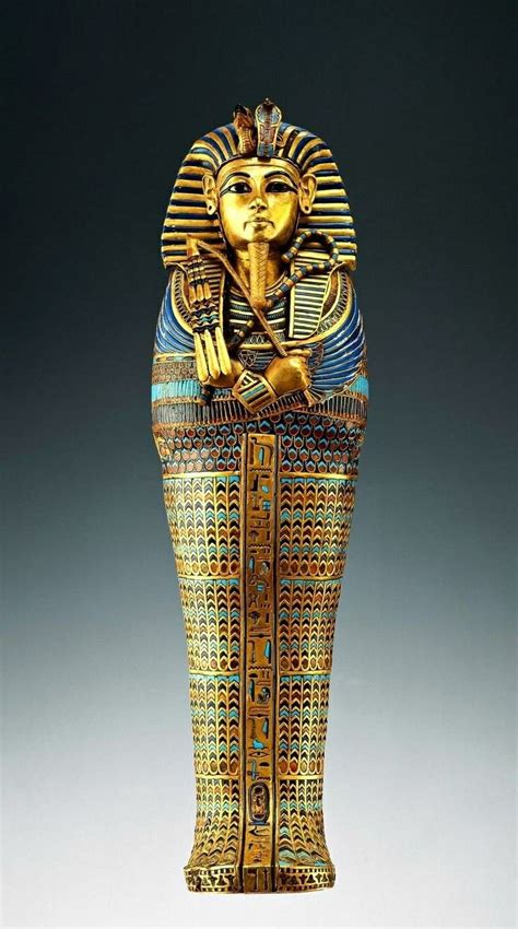 The Second Coffin Of Tutankhamun BC Wood Covered With Gold Foil Inlaid With Red