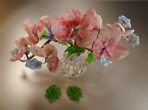 Antique Victorian Murano Flower Table Arrangement Pink And