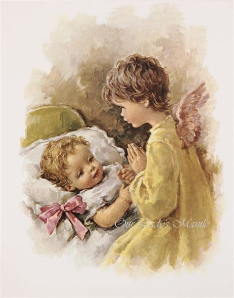 Guardian Angel Watching Over A Baby 8x10 Print Picture Art Etsy
