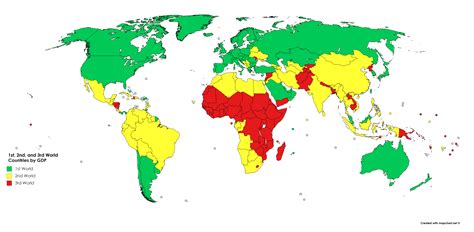 Countries Separated Into 3 Worlds By Gdp Per Capita World View World