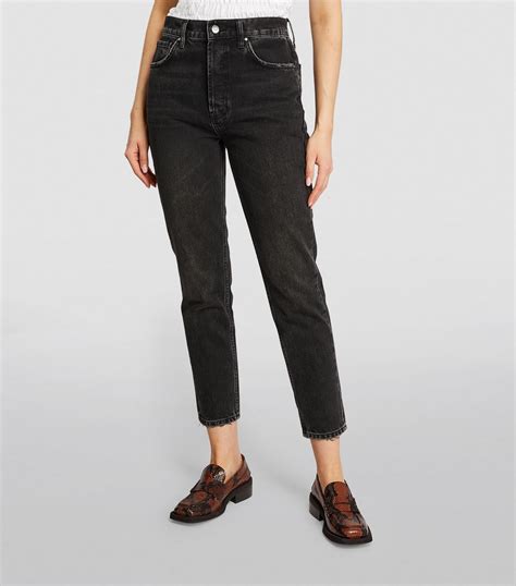 Anine Bing Black Sonya Straight Jeans Harrods Uk