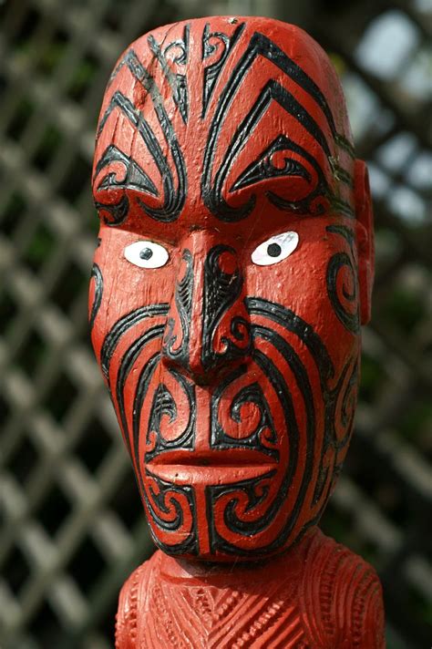 Māori Statue In Rotorua New Zealand Maori Maori Face Tattoo Maori