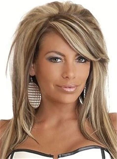 Mixed Color Teased Layered Straight Synthetic Hair With One Side Part