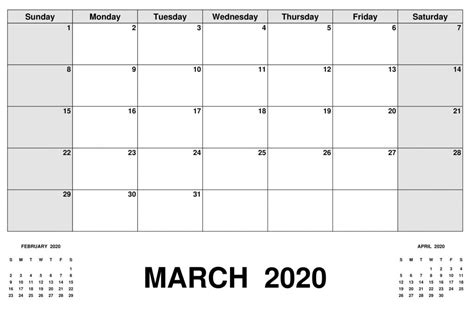 Printable March 2020 Calendar Holidays Template One Platform For