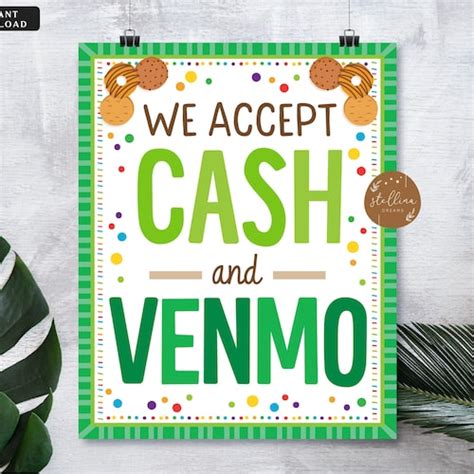 We Accept Payments Sign Cash Credit Paypal Venmo Fundraising Etsy