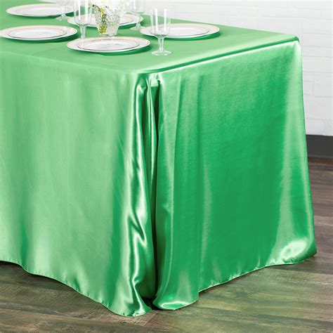 Satin Rectangular 90 X 132 Inch Tablecloth Kelly Green At Cv Linens