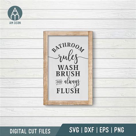Bathroom Rules Svg Wash Brush And Always Flush Bathroom Svg Cut File
