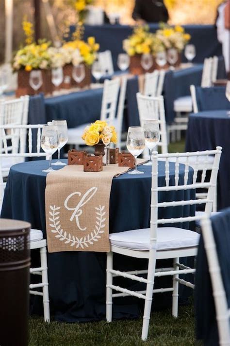 An obvious choice for warmer days and al fresco lunches and suppers, a crisp blue and white tablecloth. 31 Table Runner Ideas for Wedding Receptions: #7 Will ...