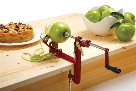 Apple Peeler Red 2 Quickly Pare Core And Slice One Motion Kitchen Farm