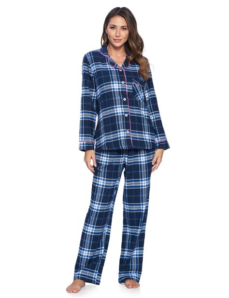 Ashford And Brooks Womens Flannel Plaid Pajamas Long Pj Set