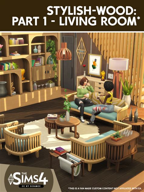 Stylish Wood Living Room Cc Pack Overview Sixam Cc On Patreon
