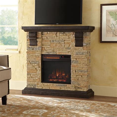 Home Decorators Collection Highland 40 In Faux Stone Mantel Electric