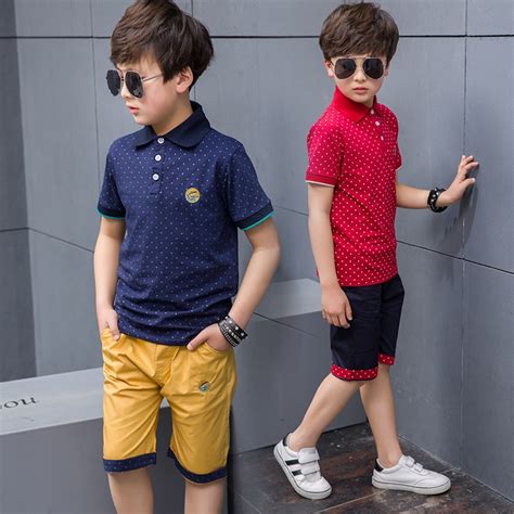 Childrens Kids Boys Clothes Set Summer Polo Dots Shirt Sports