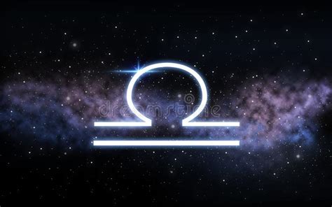 Libra Zodiac Sign Over Night Sky And Galaxy Stock Illustration
