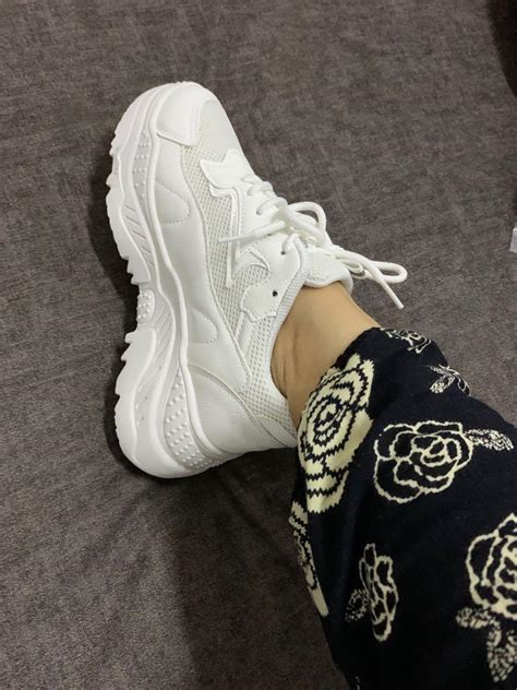 White Chunky Rubber Shoes Mens Fashion Footwear Sneakers On Carousell