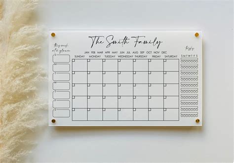 Personalized Acrylic Calendar For Wall | 1801 & Co