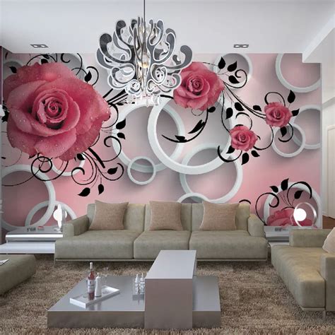 Beibehang 3d Rose Pattern Living Room Sofa Personalized Custom