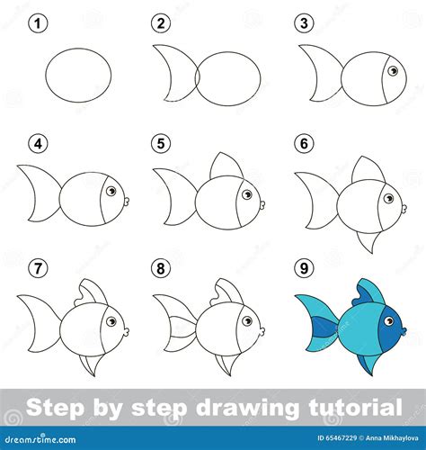 Drawing Tutorial How To Draw A Cute Fish Stock Vector Illustration