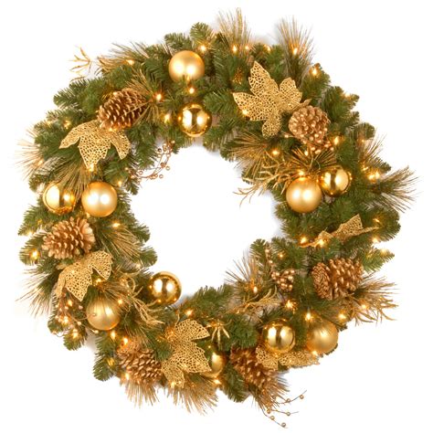 Pre Lit Spruce Artificial Christmas Wreath 24 Inch Battery Operated