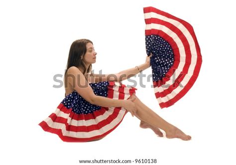 Naked American Patriot Flag Fan Isolated Foto Stock 9610138 Shutterstock