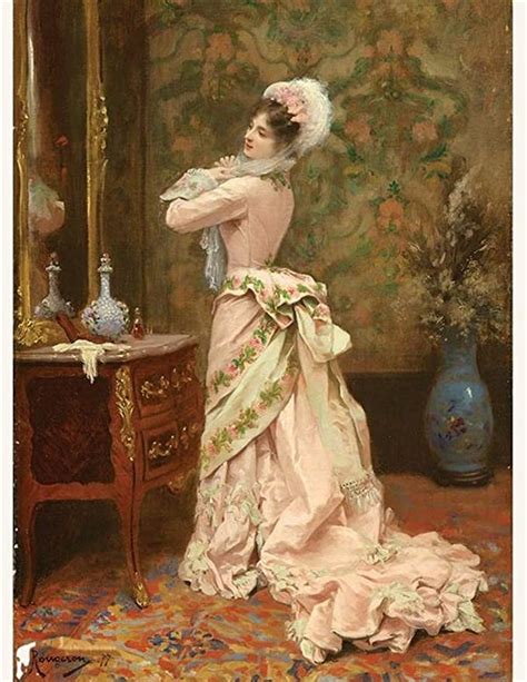 Victorian Trading Co Toilette Print Woman In Pink Looking