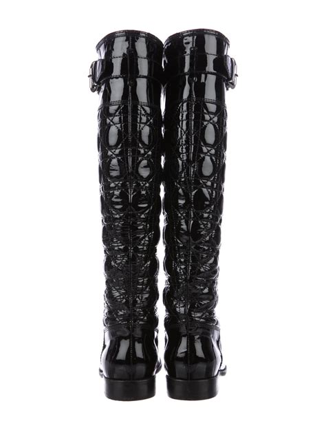 Christian Dior Cannage Patent Leather Knee High Boots Shoes Chr61221 The Realreal