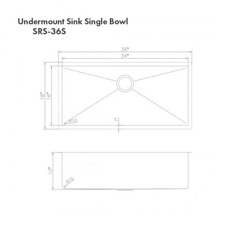 Zline 36 Undermount Single Bowl Sink Durasnow Stainless Steelsrs 36s