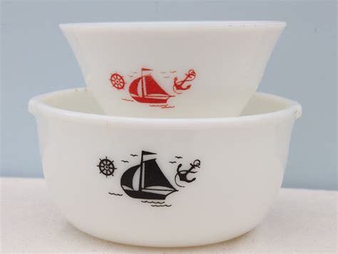 Rare Mckee Sailboat Bowls By Hautevintagemarket On Etsy Red Bowl