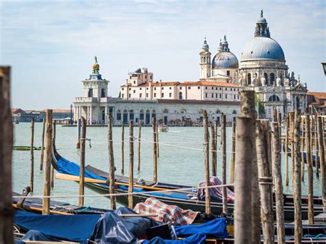 Venice Italy Gondolas Moored Near Saint Mark S Square Piazza San