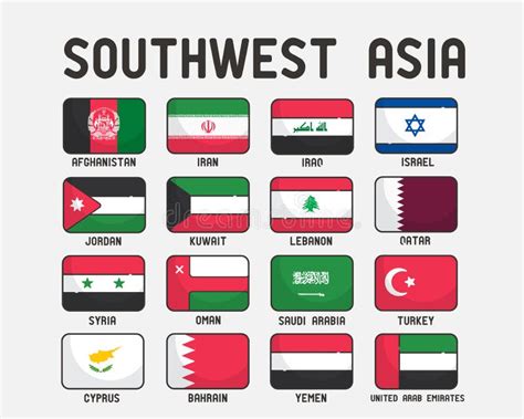 Southwest Asia Flags Set Stock Vector Illustration Of Flag 229076474