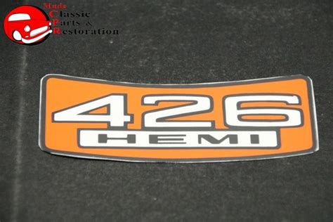 426 Hemi 66 67 Plymouth Dodge Mopar Air Cleaner Lid Decal Muds