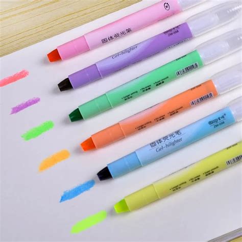 6pcslot Cute Solid Jelly Highlighter Kawaii Rotation Color Crayon