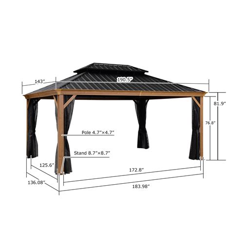 Purple Leaf 12 X 16 Outdoor Hardtop Gazebo For Patio Galvanized Steel