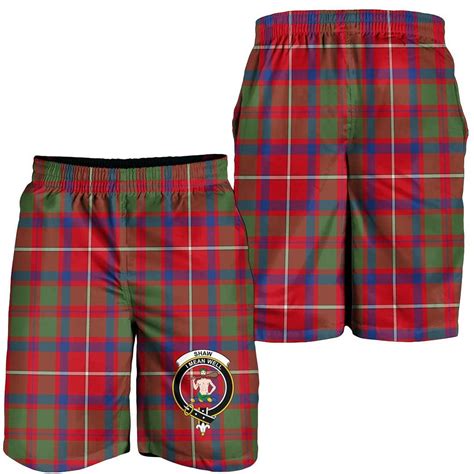 Aio Pride Shaw Red Modern Clan Tartan Crest Mens Short Aio Pride