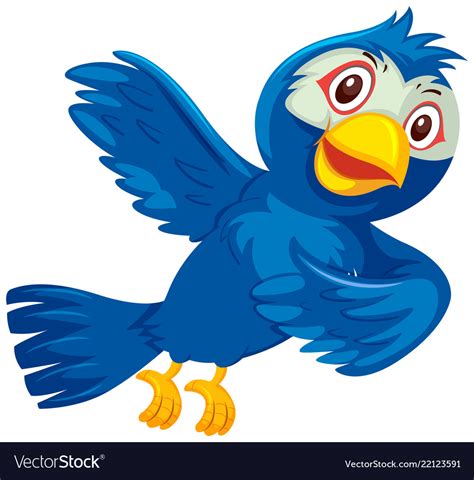 Cute Happy Blue Bird Royalty Free Vector Image