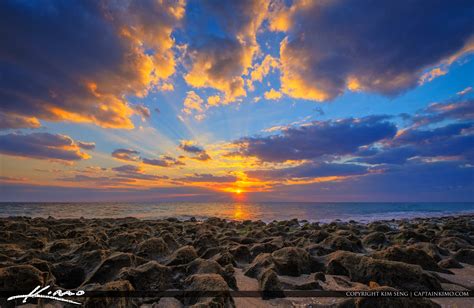 Sunrise Ocean Reef Park On Singer Island With Rocks Hdr Photography