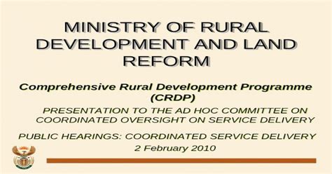 Ministry Of Rural Development And Land Reform Comprehensive Rural
