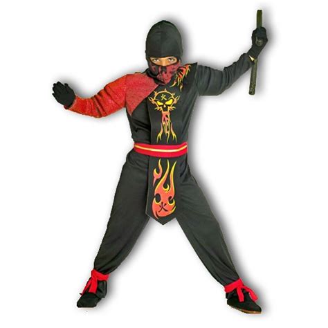 Ninja Flame Costume Fire Ninja Halloween Outfit Kids Red Ninja Costume