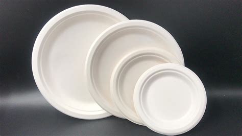 Green Disposable Biodegradable Tableware 9 Inch Round Natural Pulp