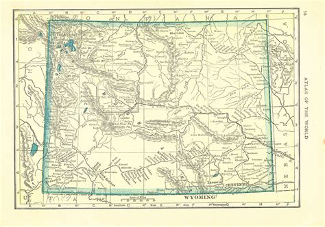 1911 Handy Atlas Vintage Map Pages Wyoming On One Side And Montana On