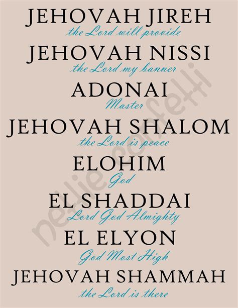 Printable List Of The Names Of God Pdf Printabletemplates