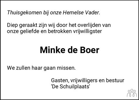 Minke De Boer Van Der Kooij 03 08 2022 Overlijdensbericht En