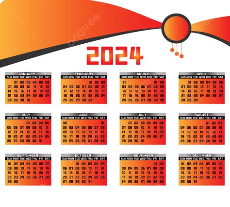 Corporate 12 Month Single Page Wall Calendar Design 2024 Premium Vector