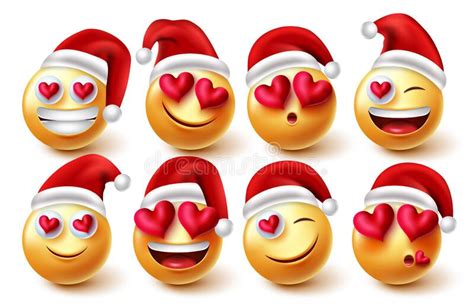 Smileys In Love Santa Vector Set Personajes De Navidad Emoji Con