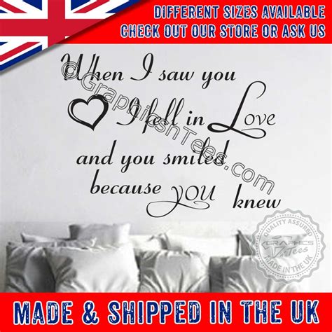 Romantic Bedroom Wall Sticker When I Saw You I Fell In Love Quote Vinyl