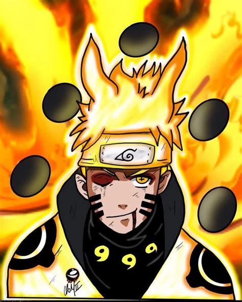 The Character Naruto Is In Front Of An Orange Background With Black