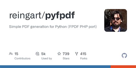 Github Reingartpyfpdf Simple Pdf Generation For Python Fpdf Php Port