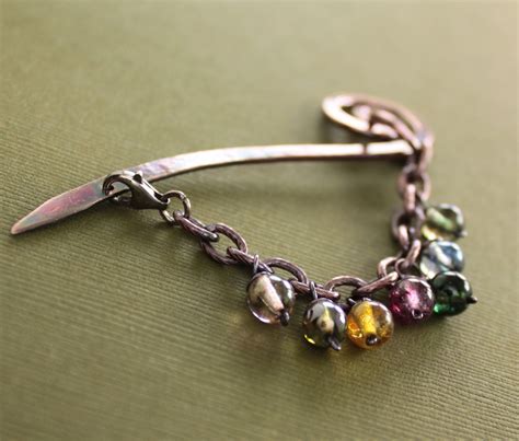 Shawl Pin Stick Scarf Pin With Multicolored Dangles On Chain And